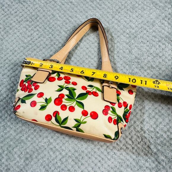 Cute Y2K XOXO Cherry Print Faux Leather Mini Shoulder Bag Soho Retro Cream/Red - Picture 8 of 9